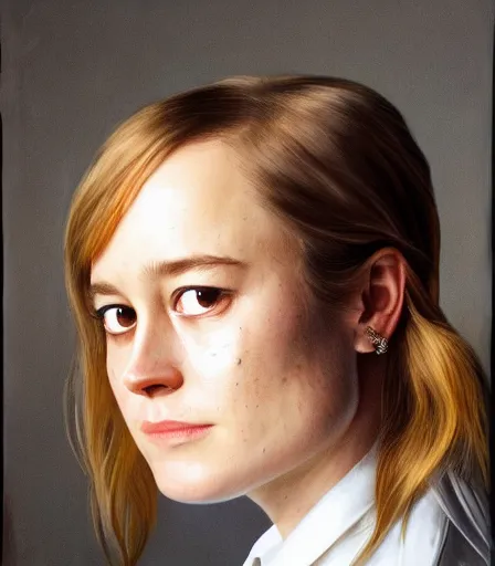 Image similar to a high quality, high detail, portrait photography of brie larson by andrew wyeth and gottfried helnwein