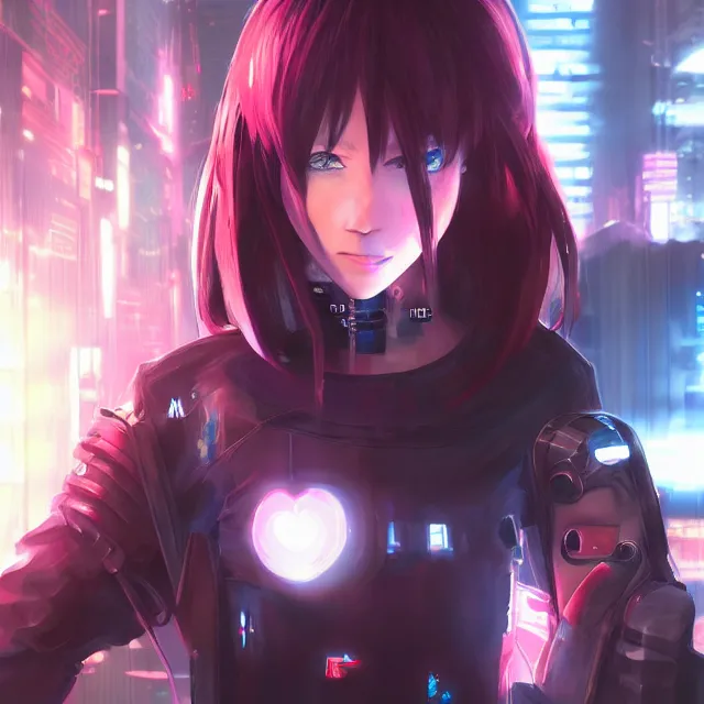 Image similar to - cyberpunk anime girl, 4 k, trending on artstation, renaissance