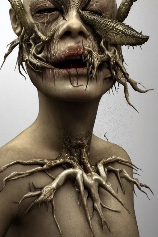Prompt: Surreal God mutating in other celestial form, photo realistic, insanely detailed, mist, trending on artstation, golden ratio, ultra super good realistic 3D render by Emil Melmoth
