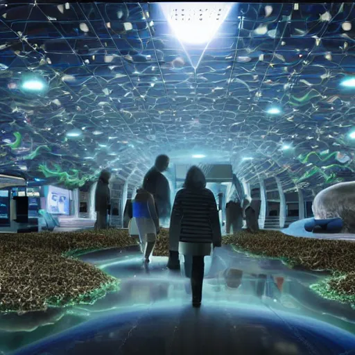 Image similar to a future world where nanotechnology has created a postscarcity society. a scene from this society