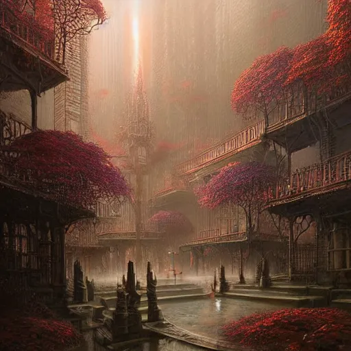 Image similar to opalescent walkway quantum digital art matte painting hyper realism sharp focus intricate details by tomasz alen kopera, victo ngai, greg rutkowski, tim white, beksinski, artgerm, paul lehr, andreas rocha