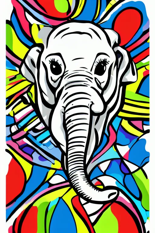 Image similar to A portrait of a baby elephant, sticker, colorful, illustration, smooth and clean vector curves, no jagged lines, vector art, smooth