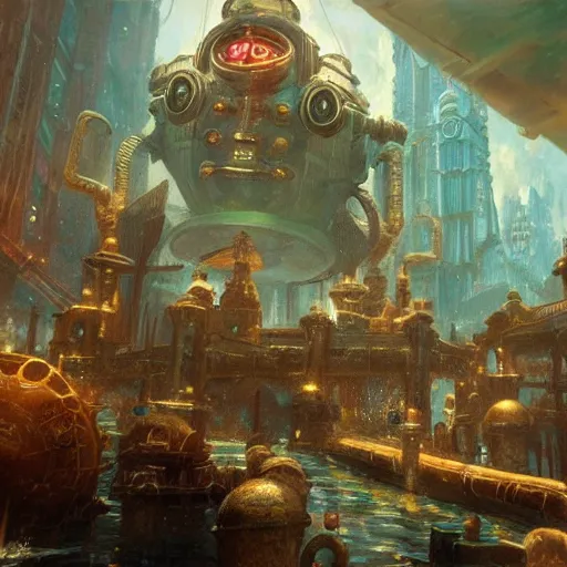 Image similar to underwater city, bioshock, highly detailed painting by gaston bussiere, craig mullins, j. c. leyendecker 8 k