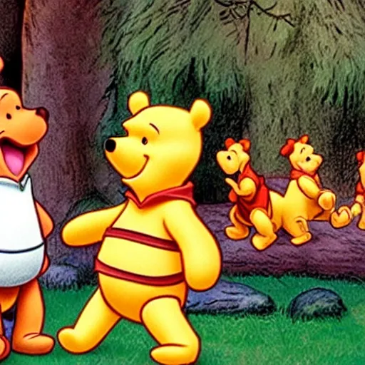 Image similar to A still of Winne the Pooh as Keanu Reeves