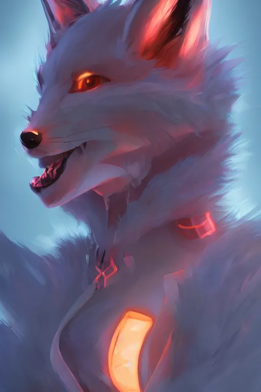 Image similar to a fox fursona, trending on artstation, by kawacy, furry art, digital art, cyberpunk, high quality, backlighting