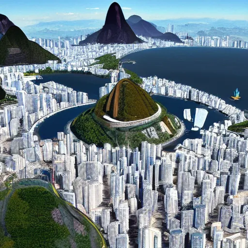 Prompt: a landscape of Rio de Janeiro in the future 2050, future, trending on artstation, digital art