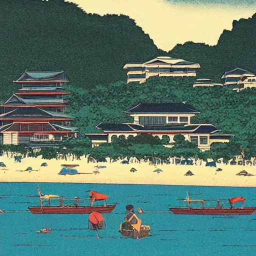 Prompt: Boracay Philippines, Hasui Kawase