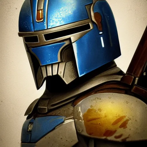 Prompt: masterpiece very detailed artwork of Jango Fett, portrait, sci fi, artstation, digital art