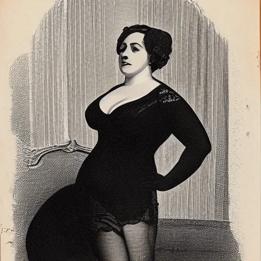 Prompt: victorian boudoir photography of a curvy woman stripping off a black dress. gazing at camera.
