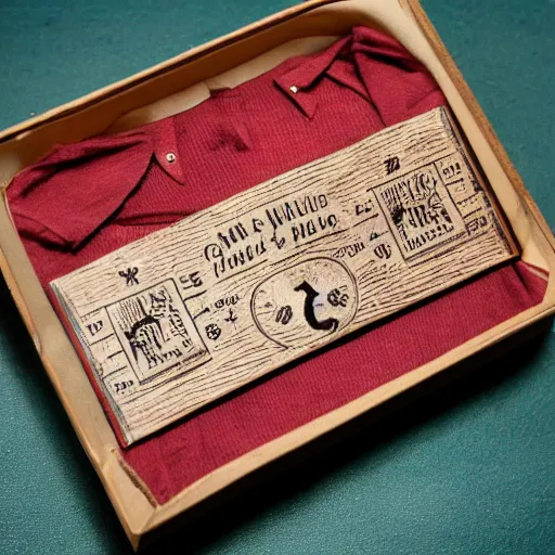 Image similar to vintage gift box for men, stamped with sealing wax, old school, wes anderson style