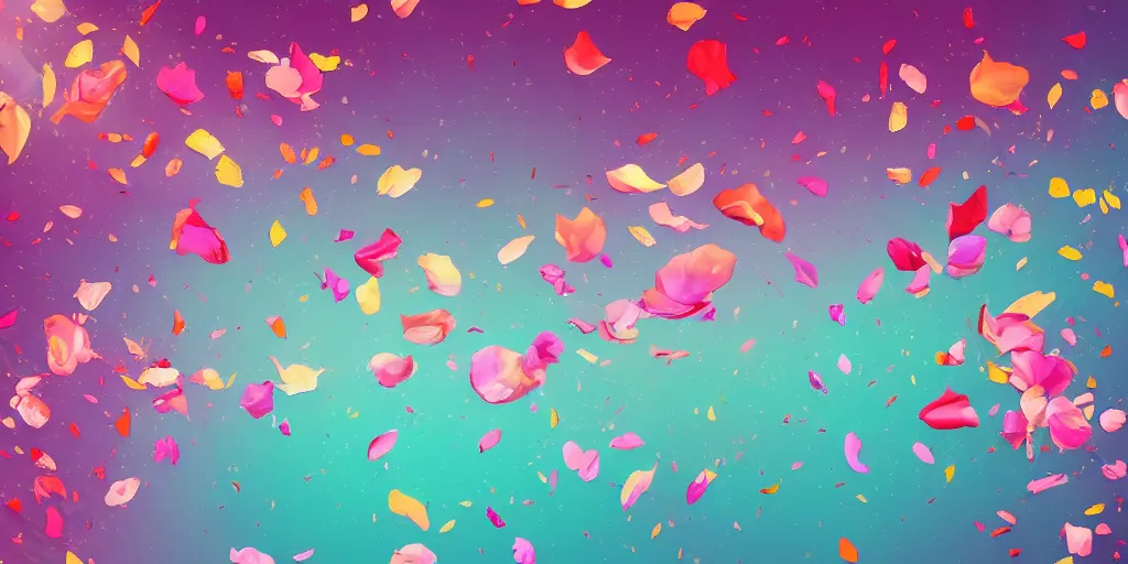 Image similar to background art of spaciously scattered flower petals flowing through the air from left to right on a clean background, petals, anime, artgerm, manga, trending on artstation, art nouveau, mature color scheme