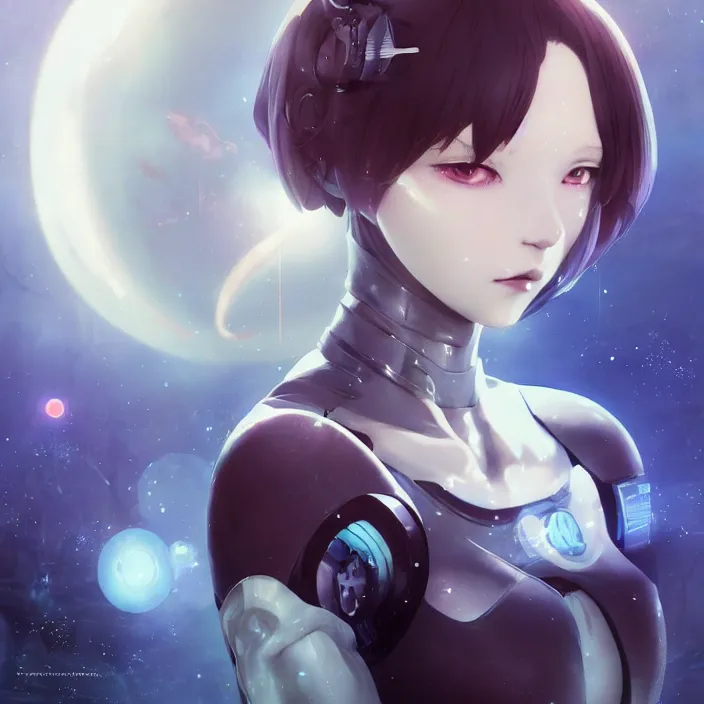 Image similar to beautiful anime girl cyborg looking surreal - by tom bagshaw, by ilya kuvshinov, rtx rendering, octane render 1 2 8 k, maya, extreme high intricate details by wlop, digital anime art by ross tran, medium shot, close up shot, composition by sana takeda, dramatic lighting by greg rutkowski, 8 k, trending on artstation