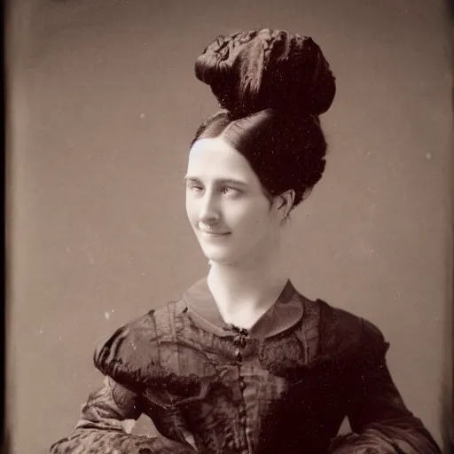 Prompt: studio portrait of a beautiful victorian woman, masterpiece, studio lighting, smiling, sharp focus, realistic,