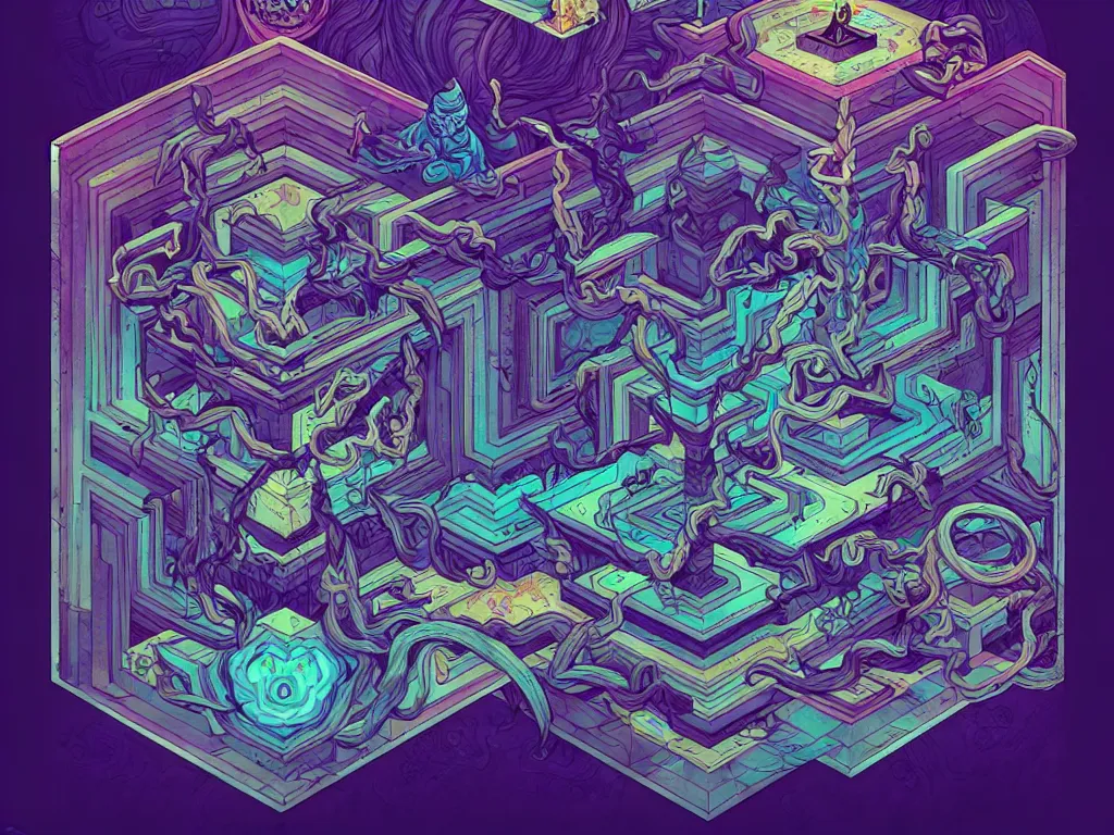 Image similar to arcane twisted turn of fate abstraction, centered award winning ink pen illustration, isometric abstract illustration by dan mumford, edited by craola, technical drawing by beeple and tooth wu, tiny details by artgerm and watercolor girl, symmetrically isometrically centered