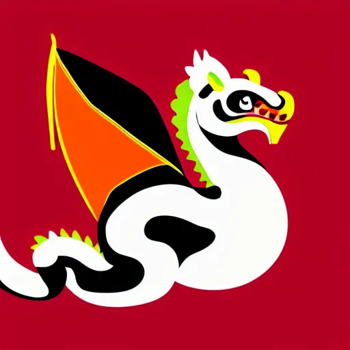 Image similar to vector art of welsh dragon and panda mixed, intercrossed, chimera, welsh flag, adobe illustrator