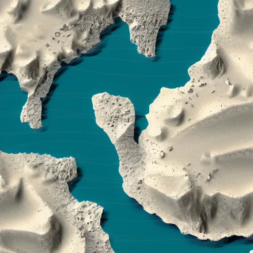 Prompt: desert islands surrounded by steep cliffs made out of glinting quartz and salt, 8k digital art