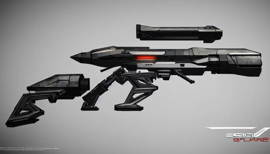 Prompt: extremely detailed realistic side view of a sci fi bullpup laser magnum pistol, detailed trigger, chemically propelled, massive battery, smooth streamline, battery and wires, railgun, chemrail, gauss, elegant sleek smooth body, white paint, smooth utopian design, ultra high quality, minimalist, octane, cod, destiny, warframe, terminator