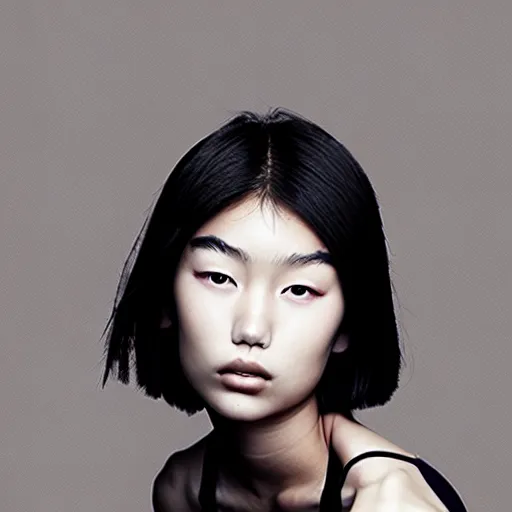 Image similar to photo portrait of beautiful 2 0 - year - old asian woman by'inez and vinoodh ','models. com ', elegant, luxury, masterpiece