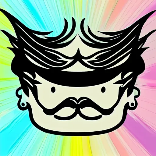 Image similar to mega mustache fire eyes cartoon