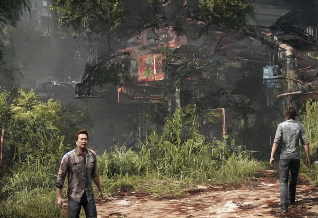 Image similar to elon musk in the last of us, elon musk in the video game in the last of us, gameplay screenshot, close up, 3 d rendering. unreal engine. amazing likeness. very detailed.