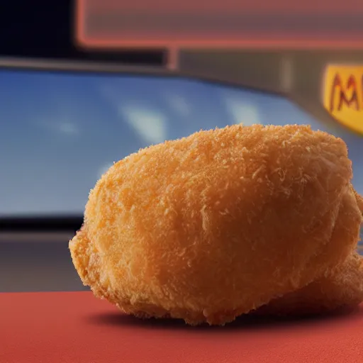 Image similar to photorealistic mcdonalds chicken nugget with tail