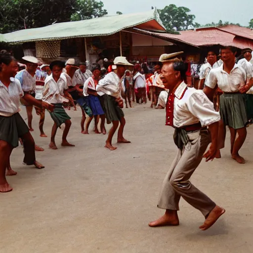 Prompt: Pol Pot polka dancing in Cambodia