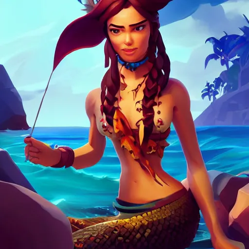 Image similar to jack the pirate mermaid on sea of thieves game avatar hero, behance hd by jesper ejsing, by rhads, makoto shinkai and lois van baarle, ilya kuvshinov, rossdraws global illumination