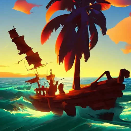 Image similar to painting treasure on sea of thieves game smooth median photoshop filter cutout vector, behance hd by jesper ejsing, by rhads, makoto shinkai and lois van baarle, ilya kuvshinov, rossdraws global illumination