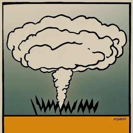 Prompt: A mushroom cloud in the style of Saul Bass