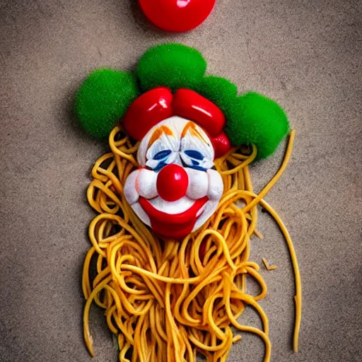 Image similar to spaghetti in the shape of a clown