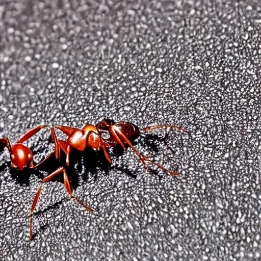 Image similar to A close-up shot of an ant trying to move a pebble uphill