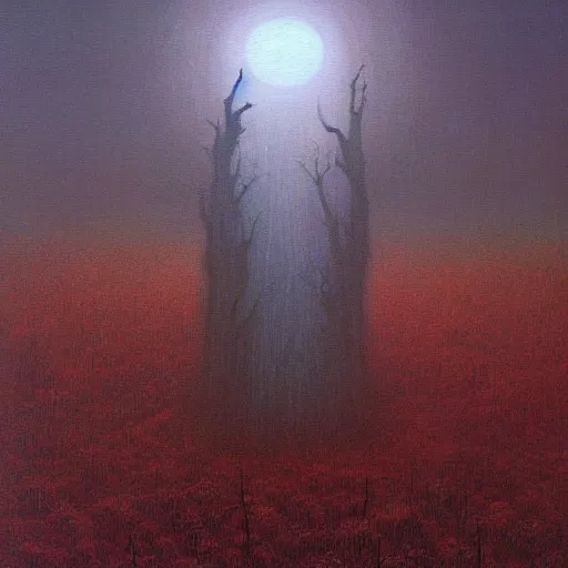 Image similar to a skinwalker oil painting in style of Zdislaw Beksinski