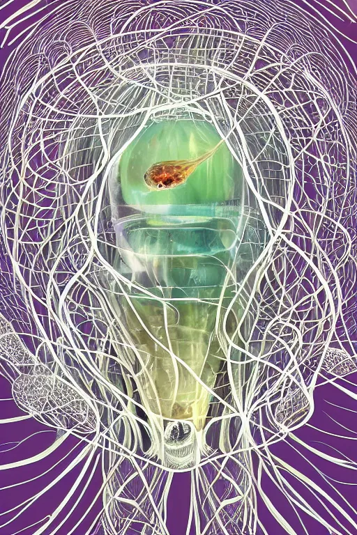 Prompt: the world inside a jellyfish, symmetrical, highly detailed, digital art, sharp focus, skeleton, trending on art station