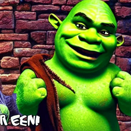 Prompt: shrek but everything has gone awfully incorrect and the world is ruined