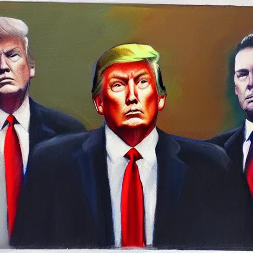 Image similar to fbi agents arresting donald trump, oil painting, in the style of artstation