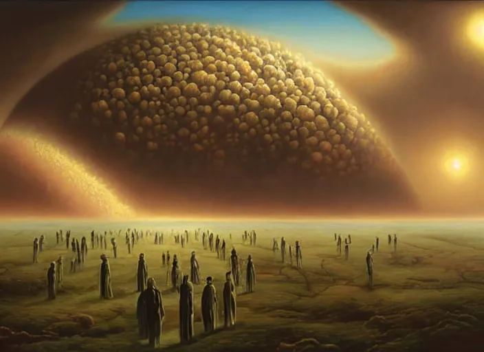 Image similar to the last survivors on earth witness the end of the world in the year 5 0 0 0, by vladimir kush