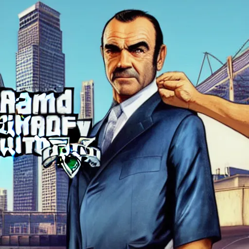 Prompt: sean connery in the style of gta v loading screen art