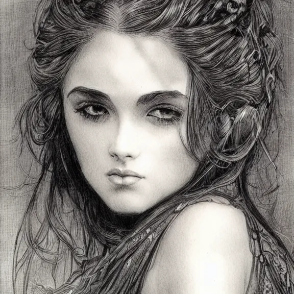 Image similar to a highly detailed portrait in the style of charles dana gibson and in the style of luis royo.