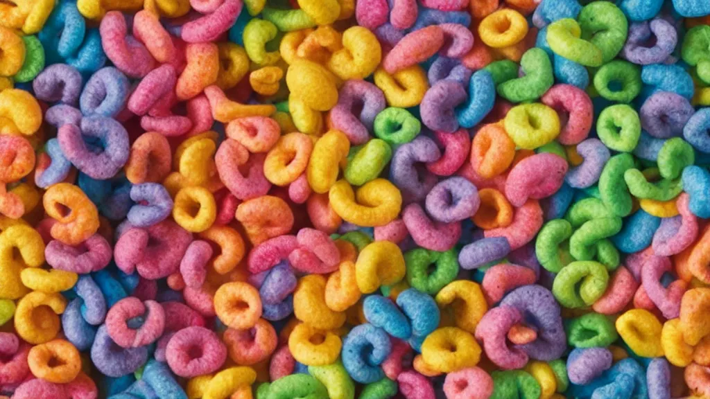 Prompt: film still of the Fruit Loops movie. directed by Denis Villeneuve