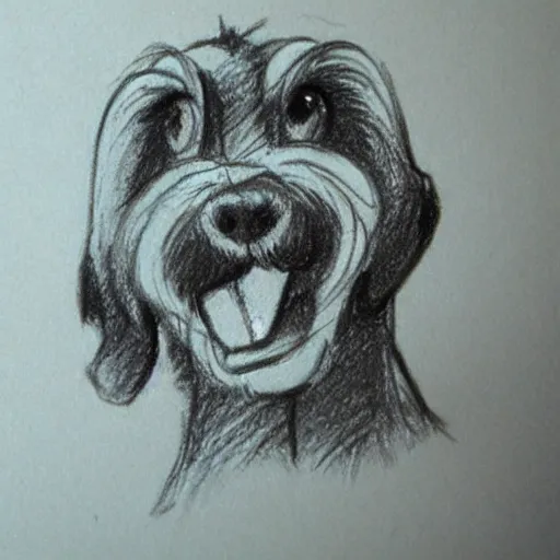 Image similar to milt kahl pencil sketch of happy mini schnauzer