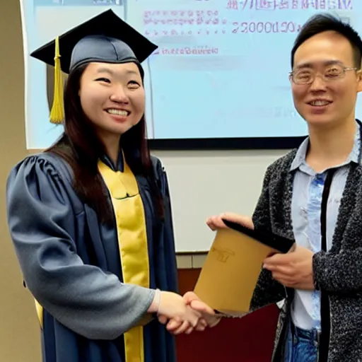 Prompt: A Chinese girl was admitted to graduate school in sociology