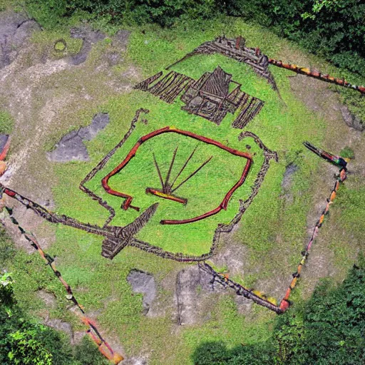 Image similar to treasure map leading to an aztec temple in the middle of the amazon jungle