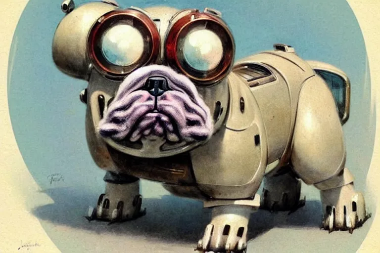 Image similar to ( ( ( ( ( 1 9 5 0 s retro future robot bulldog. muted colors. ) ) ) ) ) by jean - baptiste monge!!!!!!!!!!!!!!!!!!!!!!!!!!!!!!