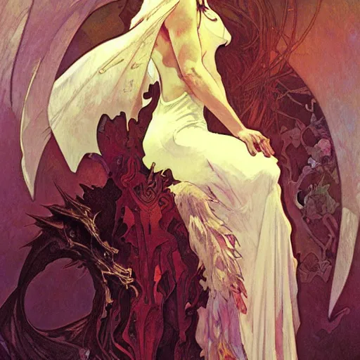 Image similar to ghost dragon by greg rutkowski artgerm alphonse mucha