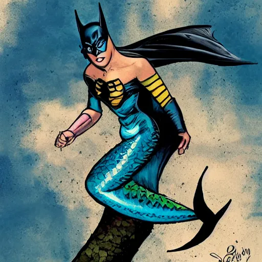 Image similar to batman as a mermaid