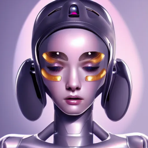 Prompt: beautiful image of a android robot girl with glossy skin created by kuroyu, artstation, high quality, highly detailed