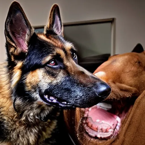 Prompt: a german shepherd waiting patiently for his owner to get home, photograph, hyper realistic,