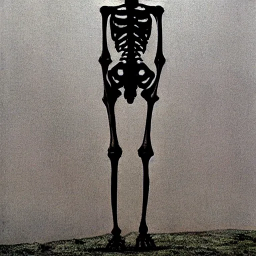 Prompt: a skeleton posing, wearing a dress, by Zdzislaw Beksinski and (((((Marat Safin)))))