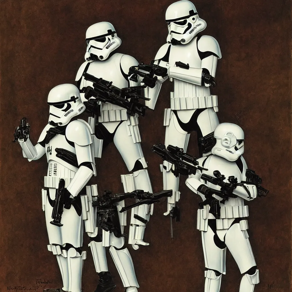 Prompt: Portrait of a Stormtrooper by Norman Rockwell