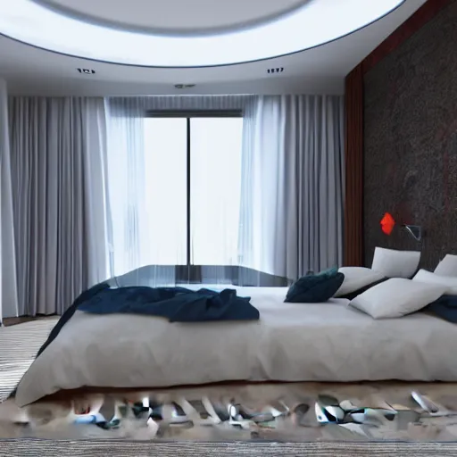 Prompt: 3 d render of bedroom of the 2 0 5 0 s